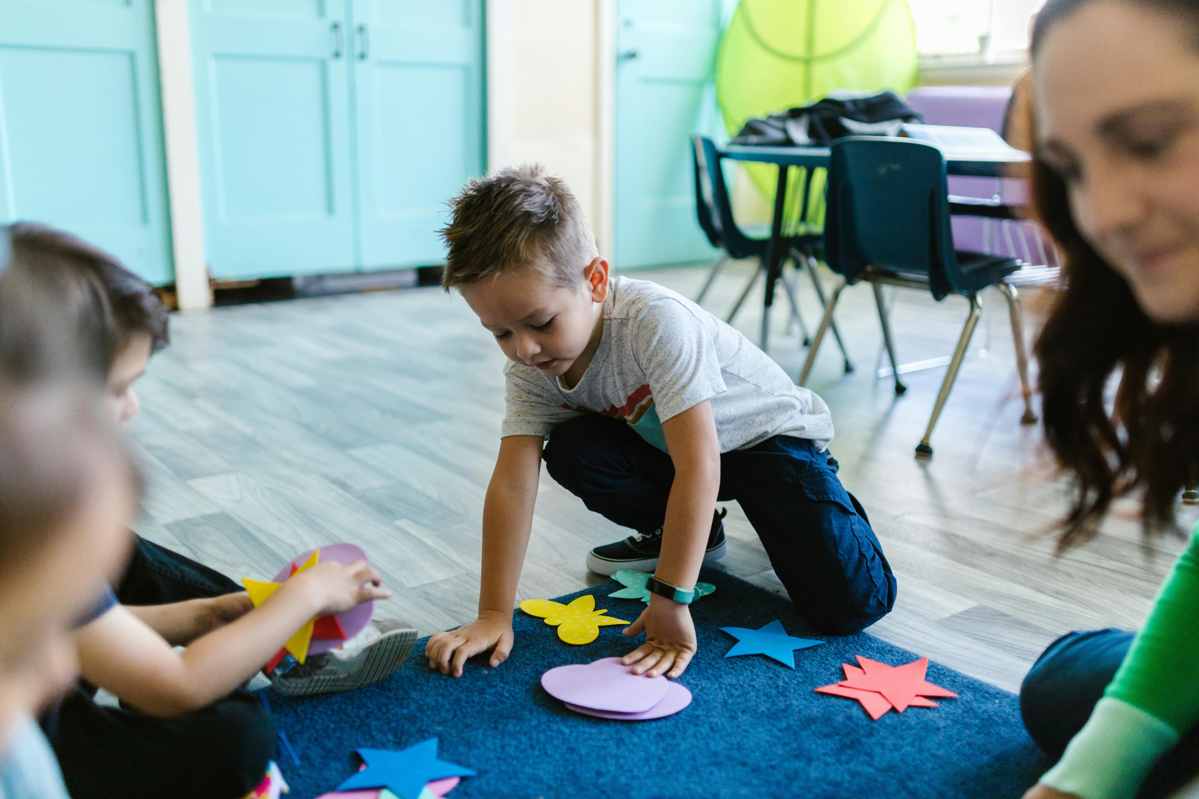 Pre-primary students in a colorful learning environment